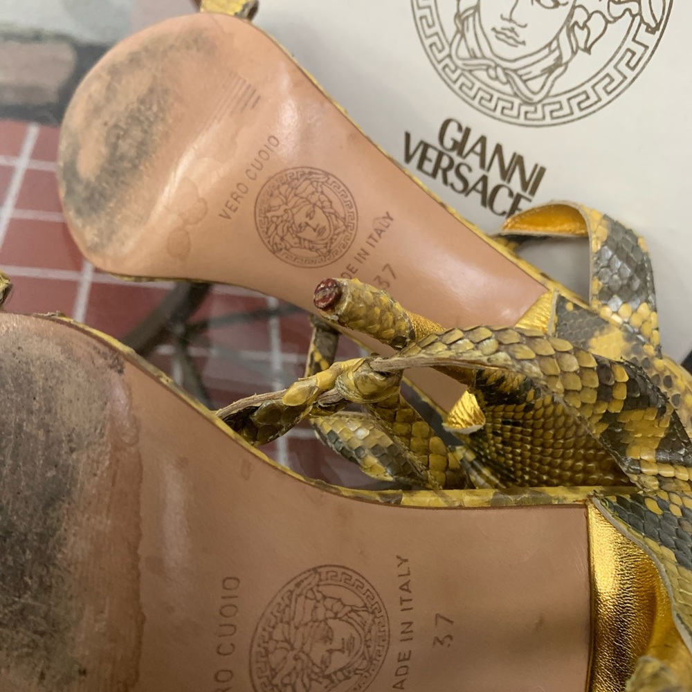 Versace Genuine Python Skin With Gold Leather Wra… - image 2
